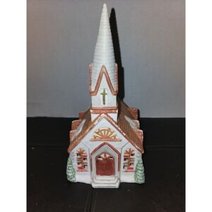 Vintage 1989 NOMA Dickensville Church Porcelain Light House No‎ Cord